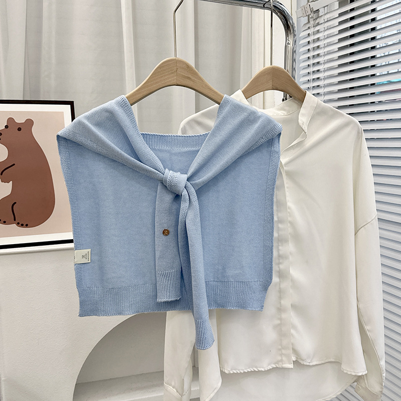 Nuevo estilo coreano Dongdamen sólido chale de punto para mujeres primavera y otoño con cardigans delgados de verano bufandas de nudos