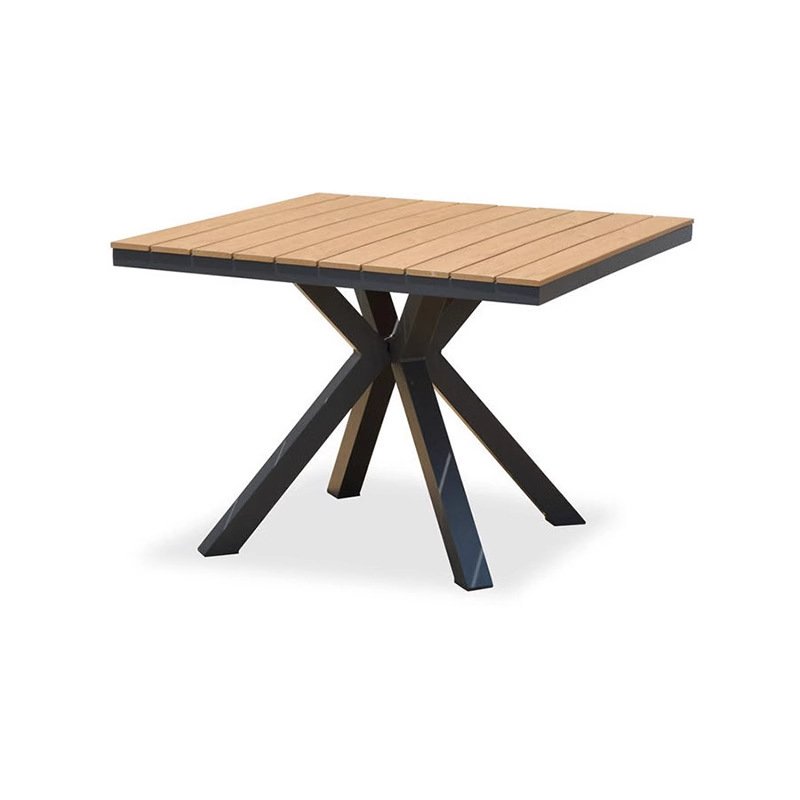 Mesa y silla de patio al aire libre, madera plástica, casa nórdica, patio al aire libre, jardín al aire libre, balcón, combinación de terraza de ocio