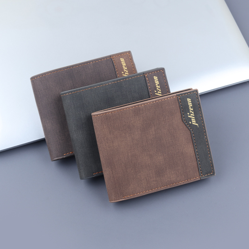 Cartera de los hombres cartera corta esmerilada titular de la tarjeta de gran capacidad horizontal de los hombres cartera de los hombres engrosada negocio tríptico