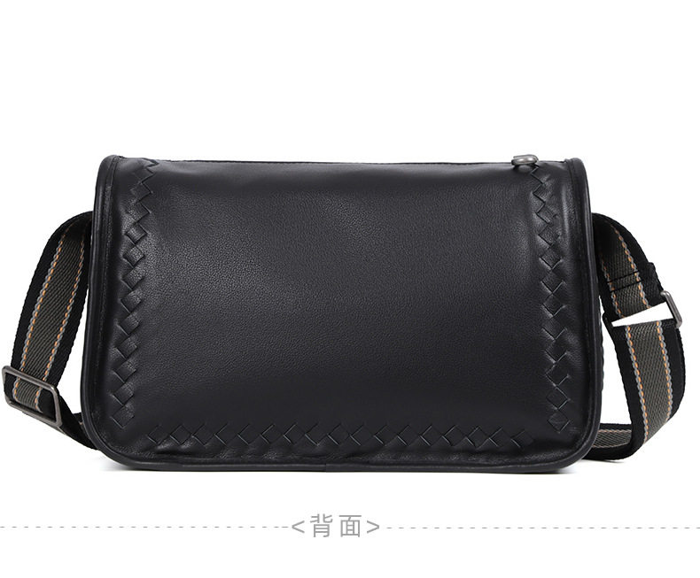 Túi đeo chéo nam da thật dệt đan 29×11×17 cm — Màu đen da bò, Màu đen da cừu chi tiết 13