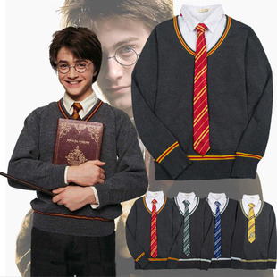 Harry's Academy of Witchcraft Vest Long Sleeve Sweater Gryffindor Knitted Pullover Sweater V Neck Vest Harry Potter