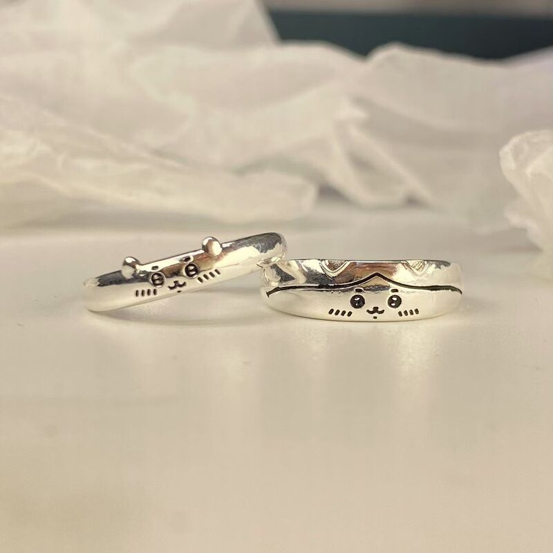 Graffiti Small Eight and Jiyi Opening Adjustable Ring Pair of Cute Handmade Pair Ring Couple Pair Ring Graffiti Small Eight and Jiyi Opening Adjustable Ring Pair of Cute Handmade Pair Ring Couple Pair Ring