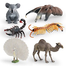 跨境儿童仿真野生动物模型单峰骆驼考拉食蚁兽蝎子孔雀蜈蚣摆件