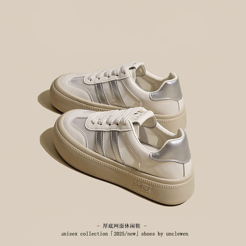 Genuine Leather Thick-soled German Training Shoes Women's Shoes 2025 Summer New All-match Mesh White Shoes Casual Sports Skate Shoes Genuine Leather Thick-soled German Training Shoes Women's Shoes 2025 Summer New All-match Mesh White Shoes Casual Sports Skate Shoes