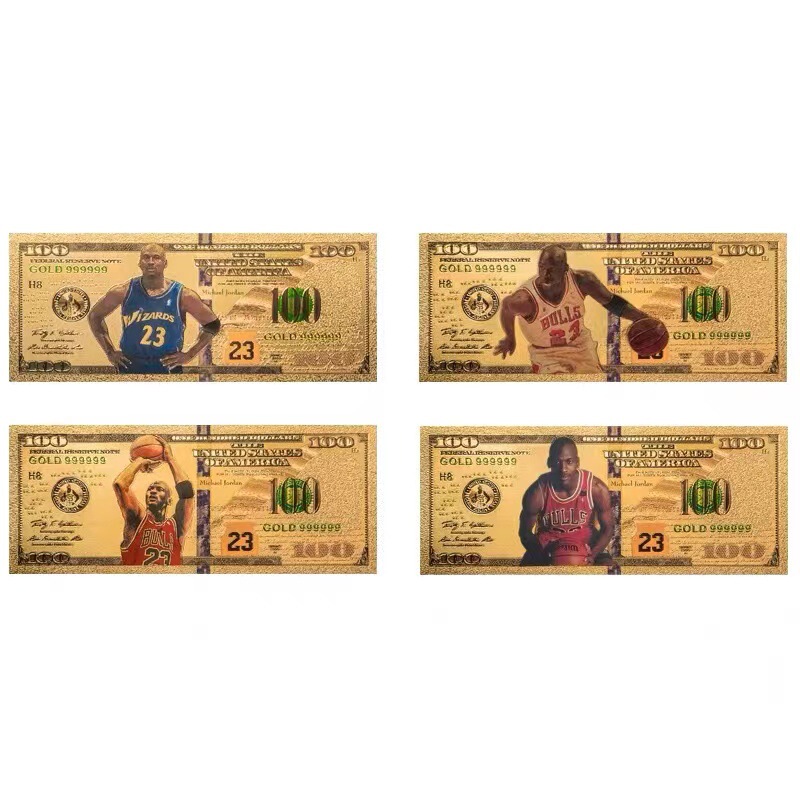 NBA star Jordan commemorative notes Michael plastic gold foil notes live gift collection coins NBA star Jordan commemorative notes Michael plastic gold foil notes live gift collection coins