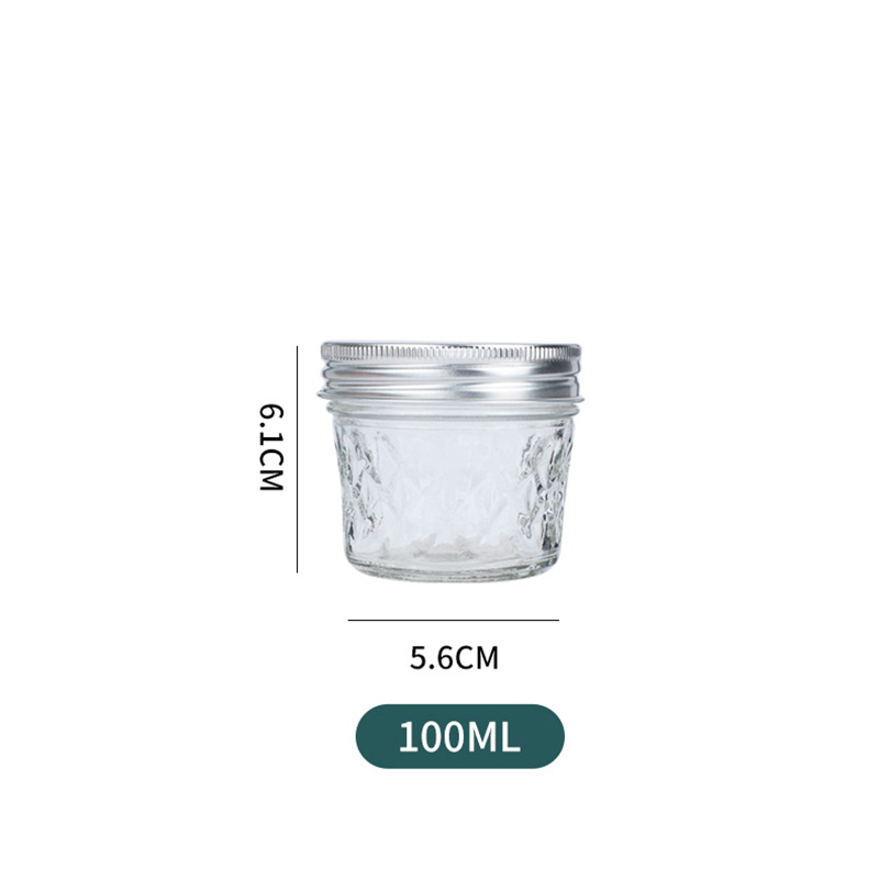 Tapa dividida caviar sub-botella de vidrio botella de mermelada de miel al por mayor transparente sellado almacenamiento doméstico puede botella