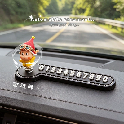Rotatable Pilot Temporary Parking Sign, Car-Mounted Silicone Non-Slip Creative Moving Car Number Plate, Car Decoration Ornament (Nömrəli dayanma kartı) - rotatable-pilot-diamond-edge-silicone-number-plate