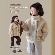 图图小象儿童2025新款秋冬女童简约麂皮绒保暖加厚百搭时尚外套