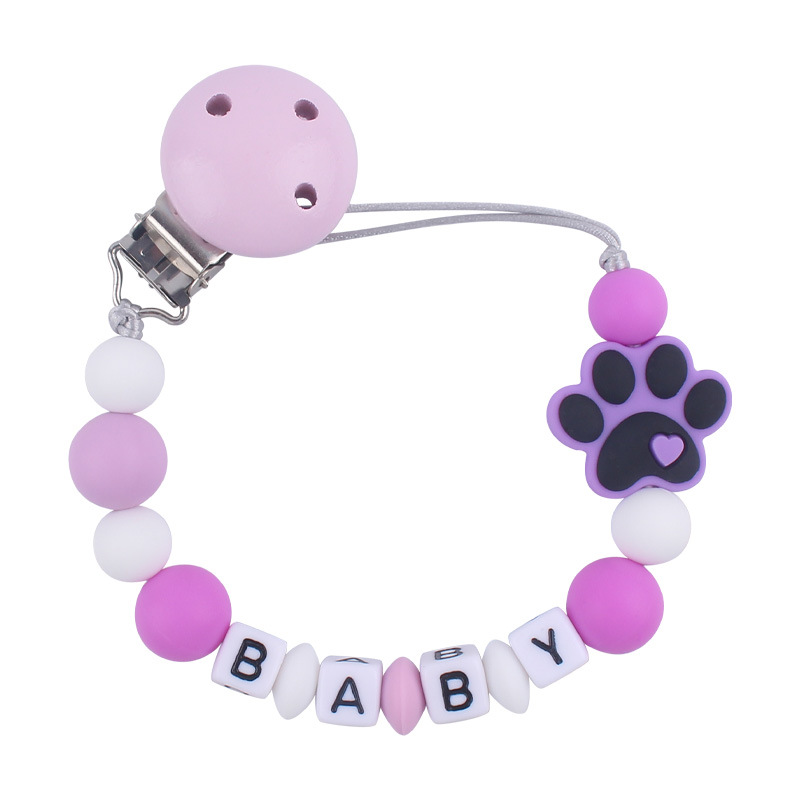 Nuevo bebé suministros de dibujos animados perro garra silicona mordedor creativo bebé DIY mordedura molar pezón cadena anti-caída