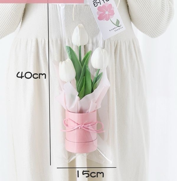 Ramo de tulipán, pequeño cubo de flores, decoración de coche, decoración de la sala de estar, recuerdos, regalos de cumpleaños para novias, accesorios fotográficos