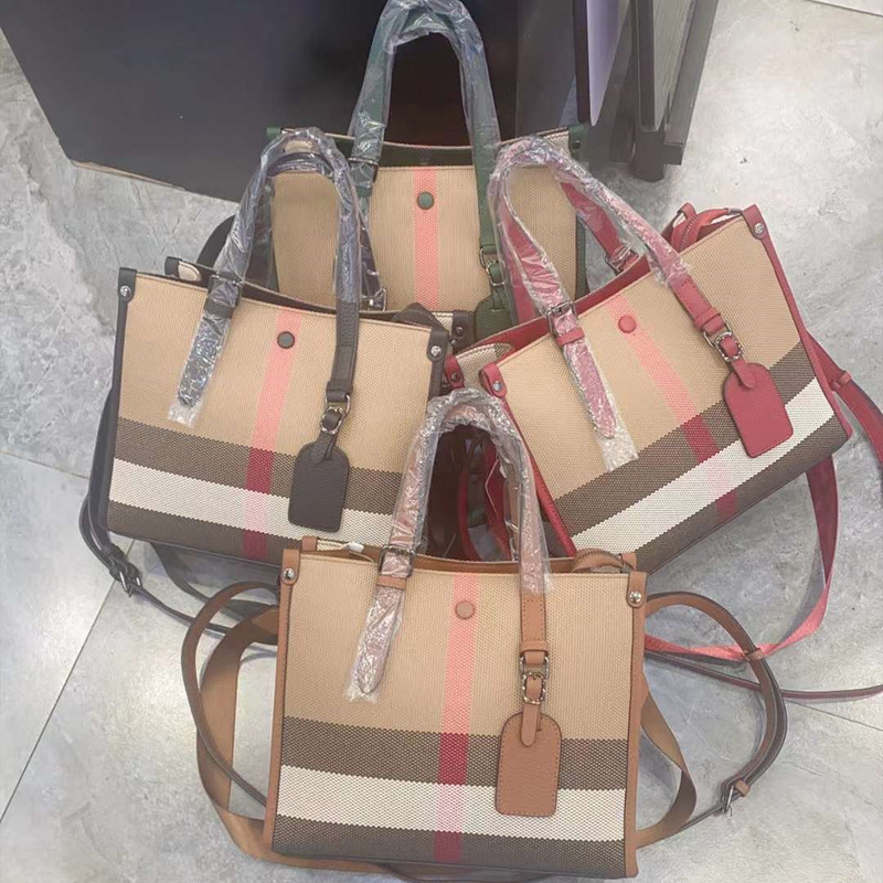 Light Luxury Cross-border Plaid Bag Briefcase Women's 2023 New Portable Shoulder Bag Contrast Color Fashion Crossbody Bag Wholesale