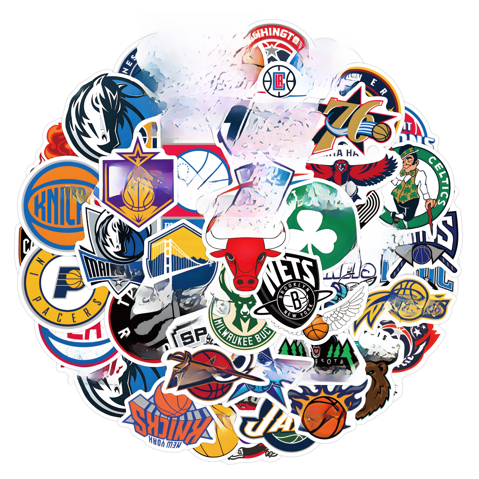 60개 NBA 농구팀 로고 스포츠 주변 스티커 장식 노트북 수하물 방수 스티커 도매