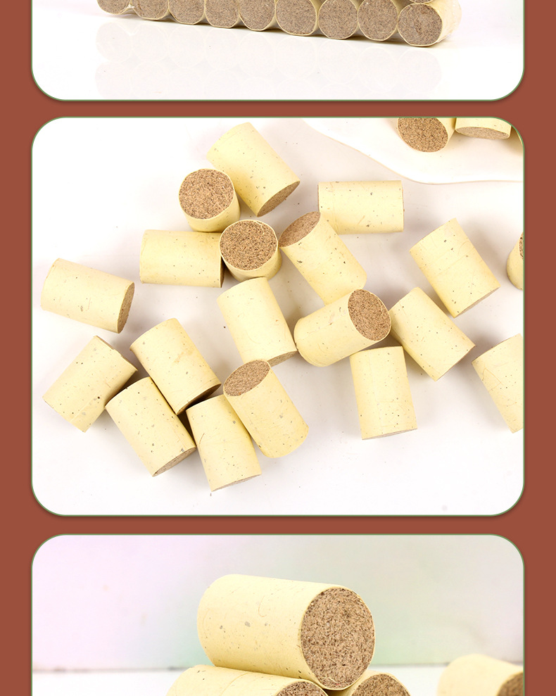 Moxa Wool Cones Ai Zhu 艾柱 Hand Rolled Aged Mugwort for Moxibustion Home Use 54 Pieces Per Board preparation