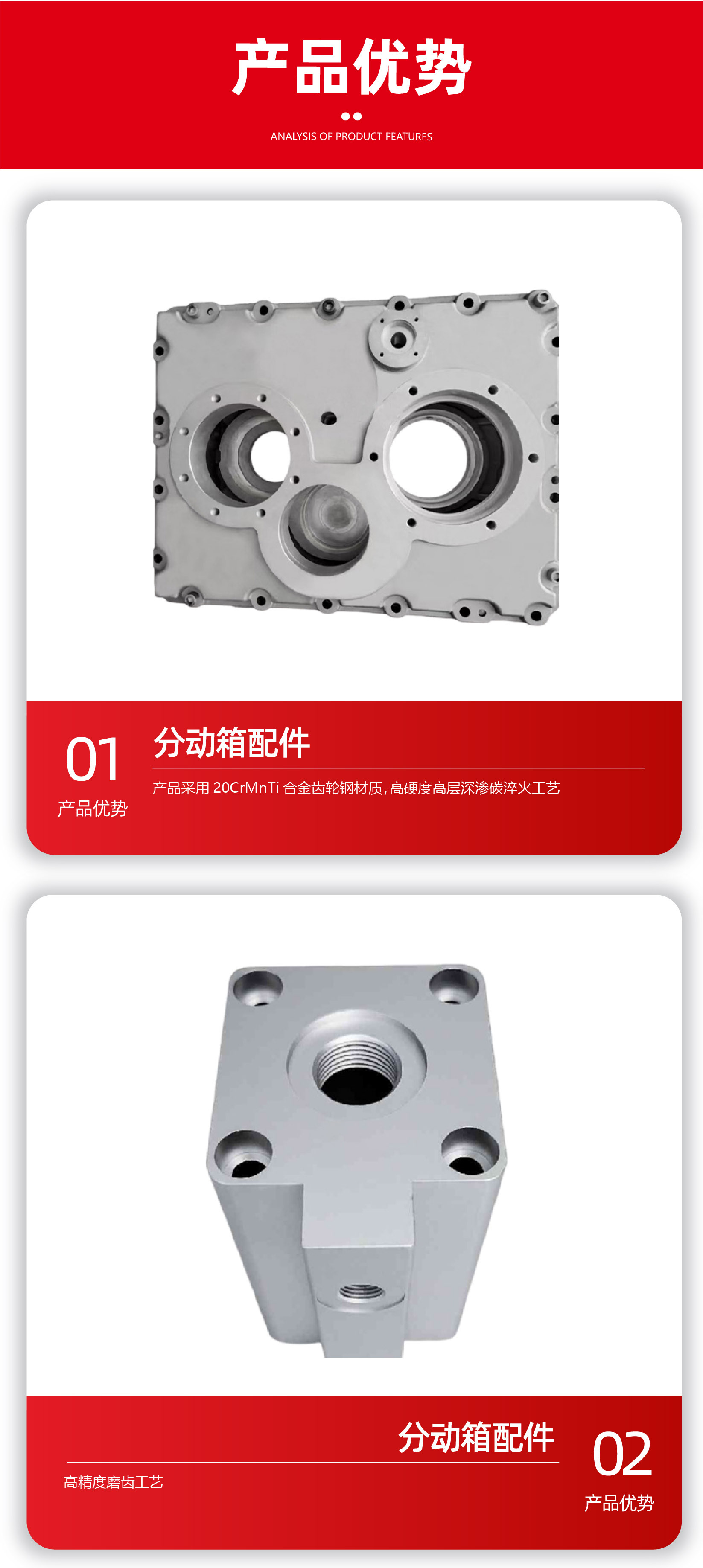 Transfer case assembly for concrete mixing station, mixing main unit gear box, transmission case, transfer case