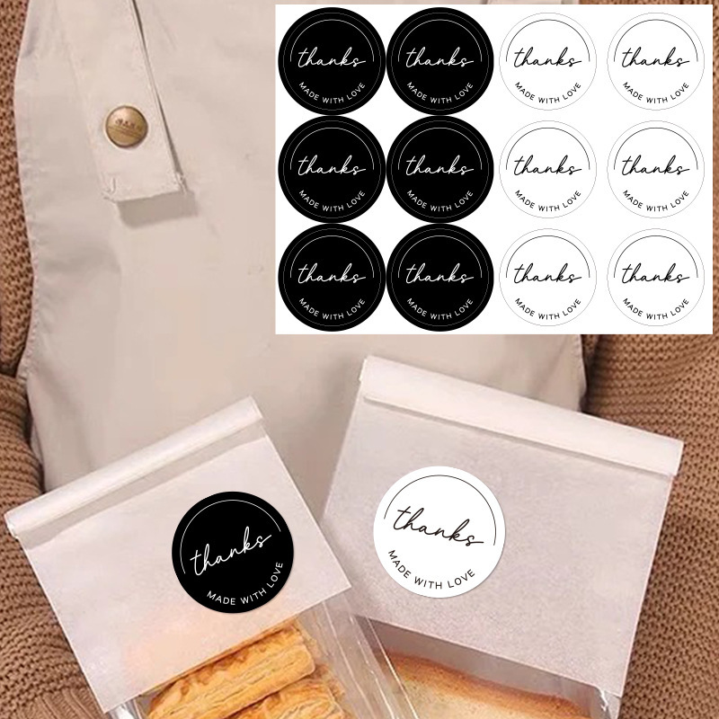 120 Stickers/Pack Black and White Thank You Stickers Round Seal Stickers Baking Decoration Self-Adhesive Handbag Seal Stickers 120 Stickers/Pack Black and White Thank You Stickers Round Seal Stickers Baking Decoration Self-Adhesive Handbag Seal Stickers