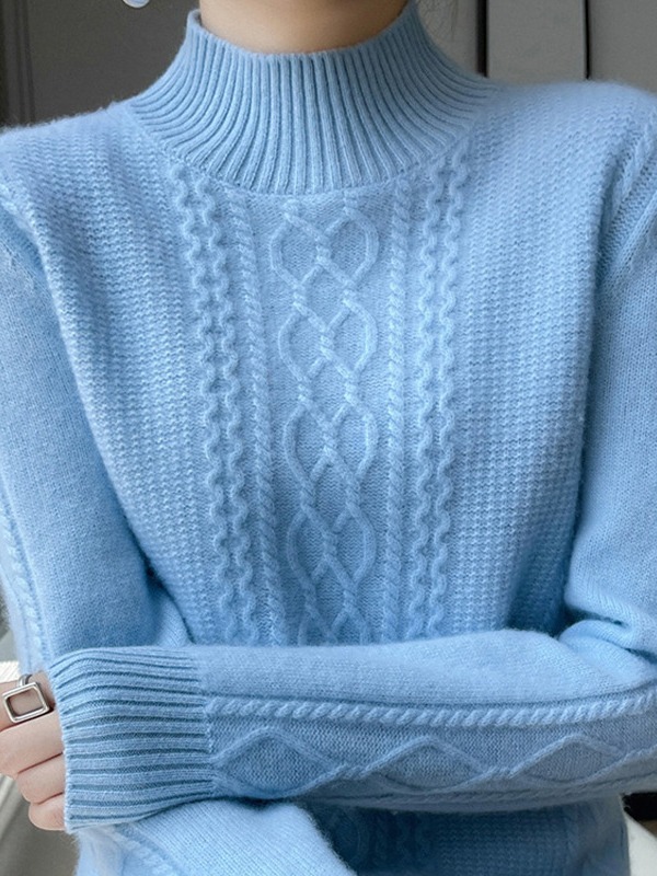 Otoño e Invierno 2024 nuevo suéter engrosado de las mujeres cuello redondo bottoming suéter cálido estilo occidental superior