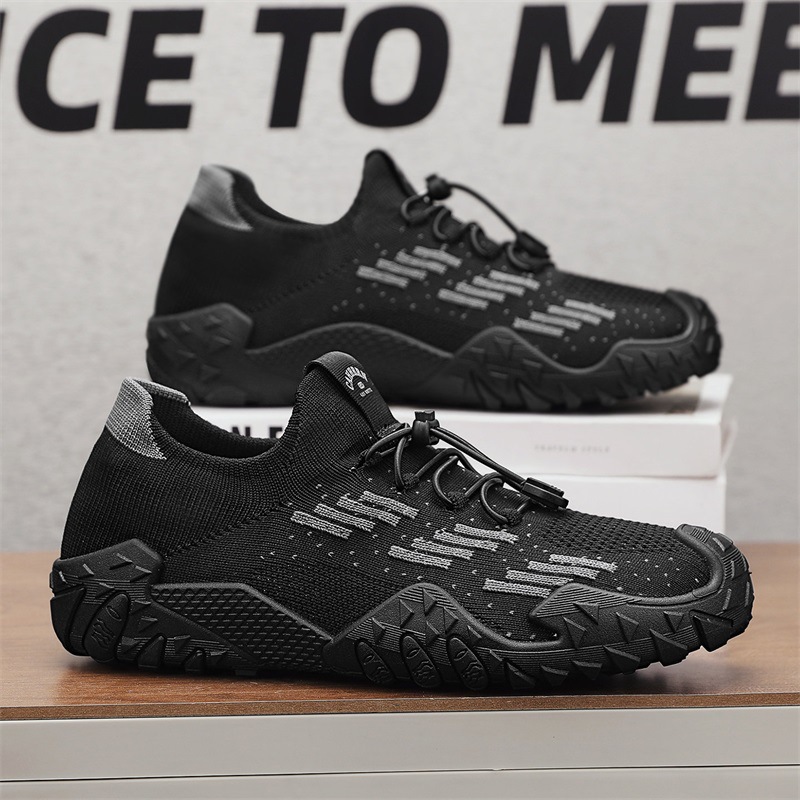 Primavera nuevos zapatos para hombres, malla a juego, tejido volador, tendencia, fondo plano, transpirable, desodorante, fondo suave, zapatos deportivos para hombres, zapatos casuales para hombres