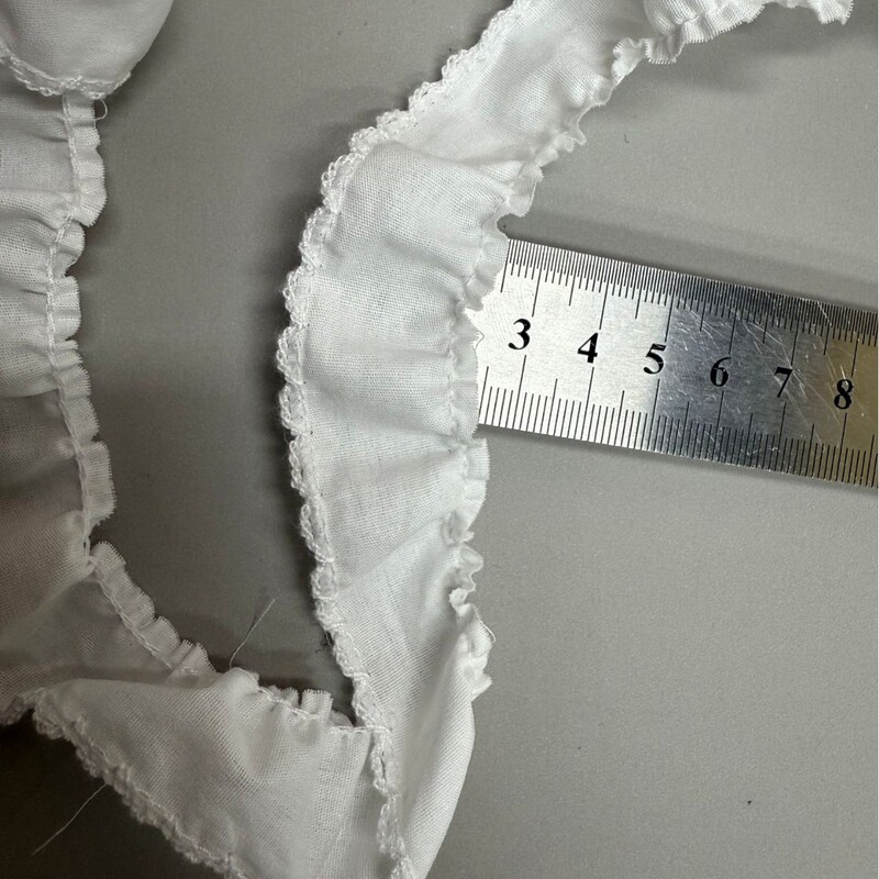Wide 2cm White Mini Pure Cotton Doll Clothes with Ruffled Edges, Ear-Hemmed Skirts, Cuffs and Necklines DIY Lace Accessories
