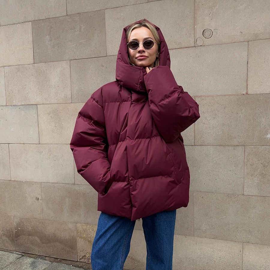 Women's Clothing cotton jacket cotton jacket women's loose warm solid color cotton jacket coat tops_voghion.com