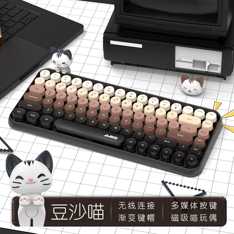 Black Jue 308i Mobile Phone Cat Pet Bluetooth Keyboard Computer Notebook Home Office Girls Punk Tablet Keyboard