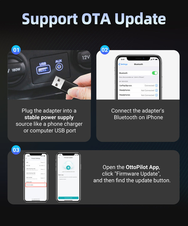 New Model with Screen, Wired to Wireless Carplay Portable Adapter for Apple Screen Projection