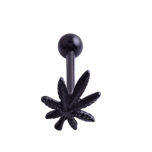 European and American Amazon stainless steel tongue nail piercing jewelry tongue ring leaf tongue nail ear bone nail navel nail piercing jewelry