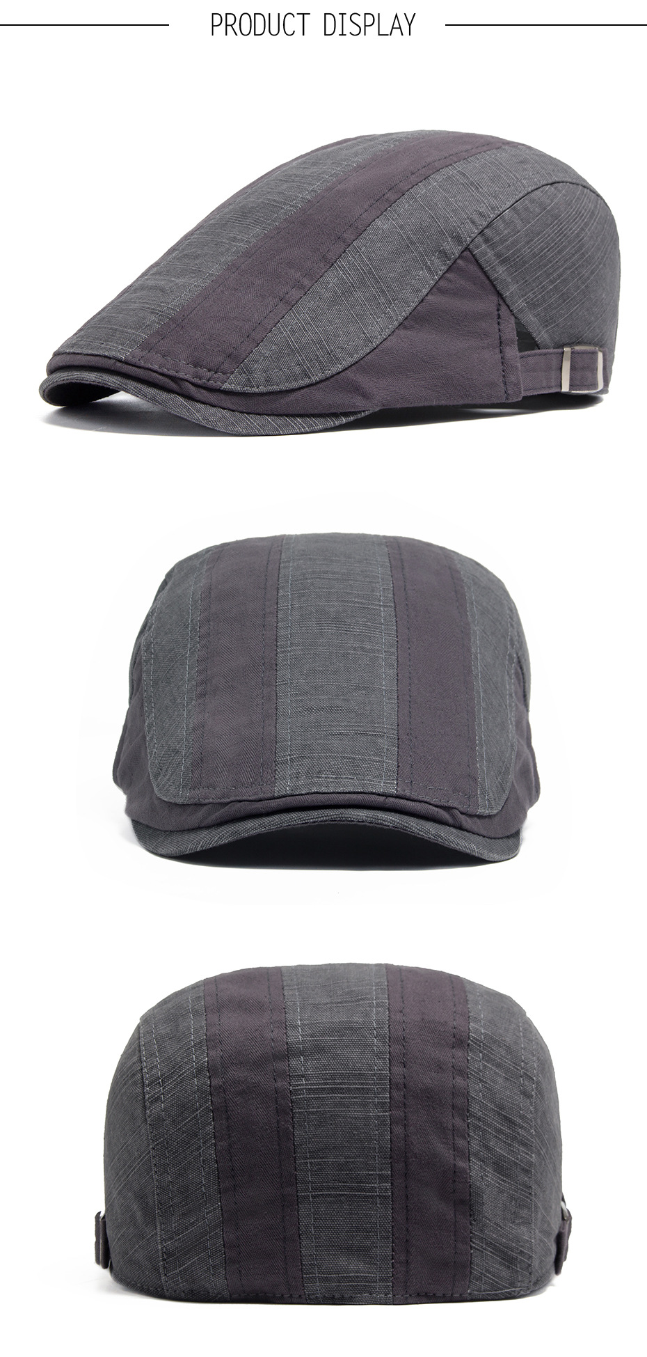 Baskenmütze für Männer und Frauen, schlichter, kunstvoller englischer Entenschnabelhut, gewaschene reine Baumwolle im Patchwork-Stil_voghion.com