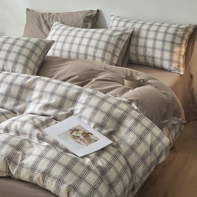 Todo el algodón otoño invierno doble hilo espesado cuatro piezas Xinjiang colcha de algodón de lana larga una cama de algodón puro cuatro piezas