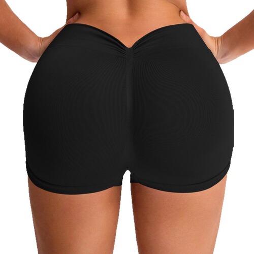 Cross-border best-selling seamless yoga summer sports fitness pants for women, high elasticity, moisture-wicking shorts, peach-colored leggings