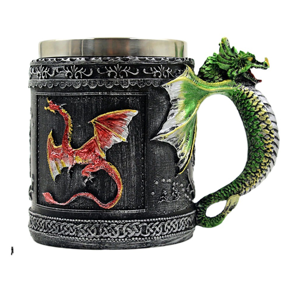 Dragón creativo transfronterizo personalidad retro taza de acero inoxidable taza de beber grifo vaso de cerveza