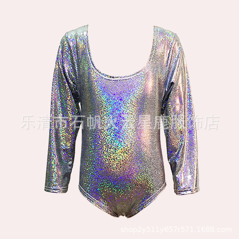 Ropa de rendimiento de manga larga de una pieza calzoncillos Ropa de baile latino con lentejuelas Ropa de práctica de baile Niñas Ropa de competición Fábrica de pelo liso