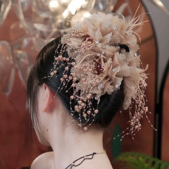 2024秋冬のボタンの大きいつぼみのフリンジのビーズのつかみの組み合わせのまな板のサメの魚は美ラードの髪飾りのヘアピンを挟みます。