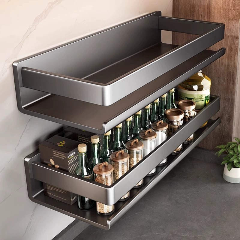 Kitchen Storage Rack Spice Rack Punch-Free Wall-Mounted Knife Rack Chopping Board Rack Household Wall Spice Storage Rack
