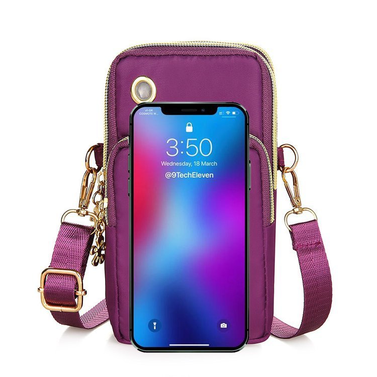 ナイロン布縦型ファスナー携帯電話斜め掛け小銭鍵シングル肩女性カバンカジュアル携帯電話カバー三層女性バッグ|undefined