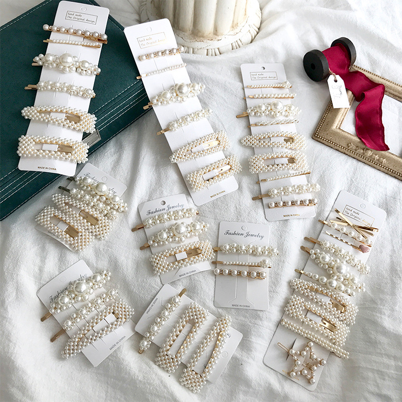 Perla imitación de cabello de perla frente de pelo de borde rotura clipbb clip red rojo tarjeta de cabello 2025 nuevo toque de clip