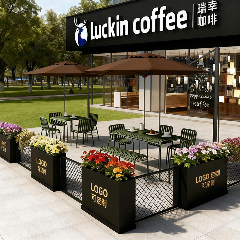 屋外ステンレス鋼フラワーボックスバルコニー植栽ボックス広場商業街長方形花壇鉄製完成品フラワーチャンネル