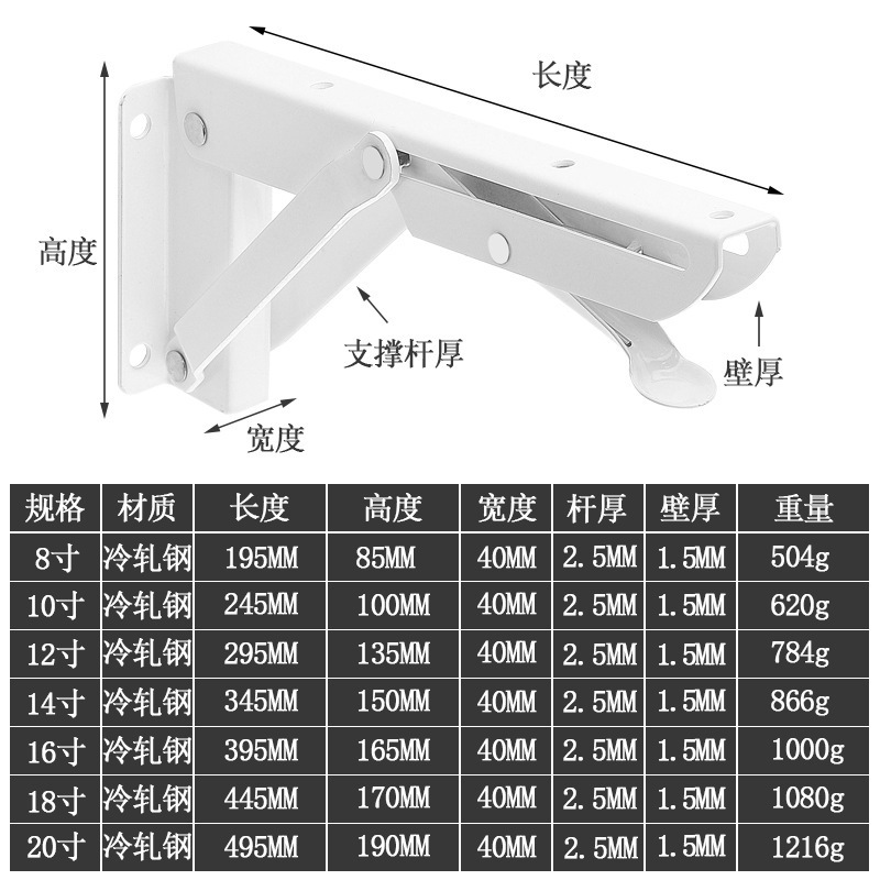 304 de acero inoxidable Billy soporte triángulo estante soporte de almacenamiento de primavera colgante de pared plegable Billy soporte