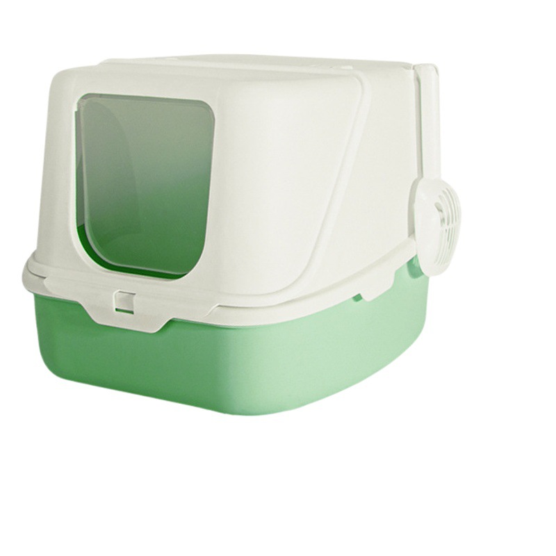 Caja de arena abatible Extra grande para gatos, antisalpicaduras cerrada, inodoro desodorizante para gatos, suministros de limpieza para mascotas, pala de arena para gatos gratis