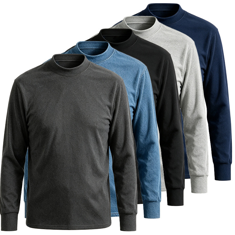 Street stall imitation cotton half-high collar base shirt for men, warm inner wear for spring and autumn, long-sleeved imitation German velvet mid-collar top, factory Street stall imitation cotton half-high collar base shirt for men, warm inner wear for spring and autumn, long-sleeved imitation German velvet mid-collar top, factory