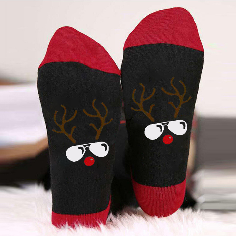 Calcetines de algodón transfronterizos de otoño e invierno para hombres y mujeres copa de vino tinto personalizada calcetines casuales de media pantorrilla ins medias transpirables a juego de colores de moda al por mayor