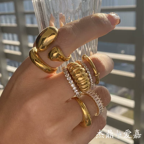 Jiding European and American Zircon Titanium Steel Ring Accessible Luxury High-End Jewelry Non-Fading Rings Cross-Border Stainless Steel Jewelry