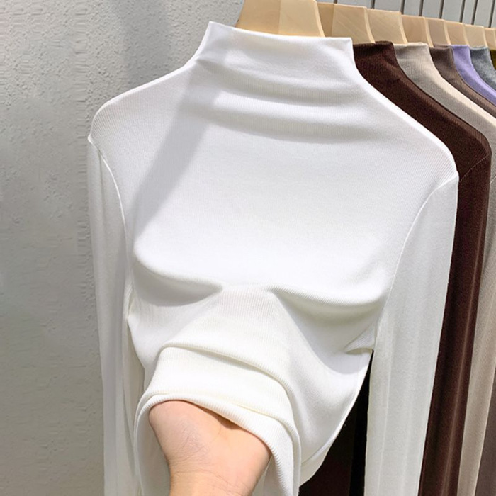 180グラムのねじの半高襟の底のシャツの女性の新型の春秋冬のファッションの長袖のtシャツは身を修める徳の絨毯の中で上着を掛けます。|undefined