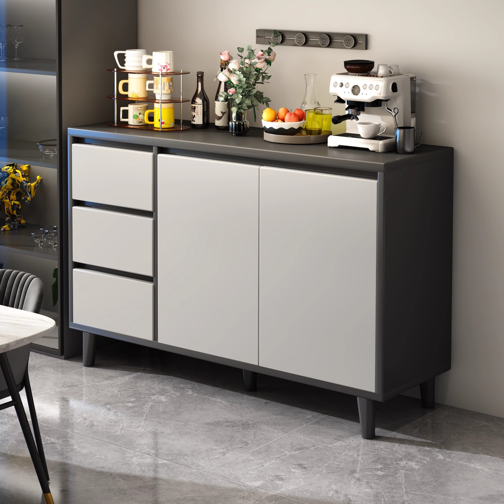 Sideboard Storage Cabinet Against the Wall Integrated Living Room Side Cabinet Storage Cabinet Light Luxury Home Tea Cabinet Coffee Machine Low Cabinet