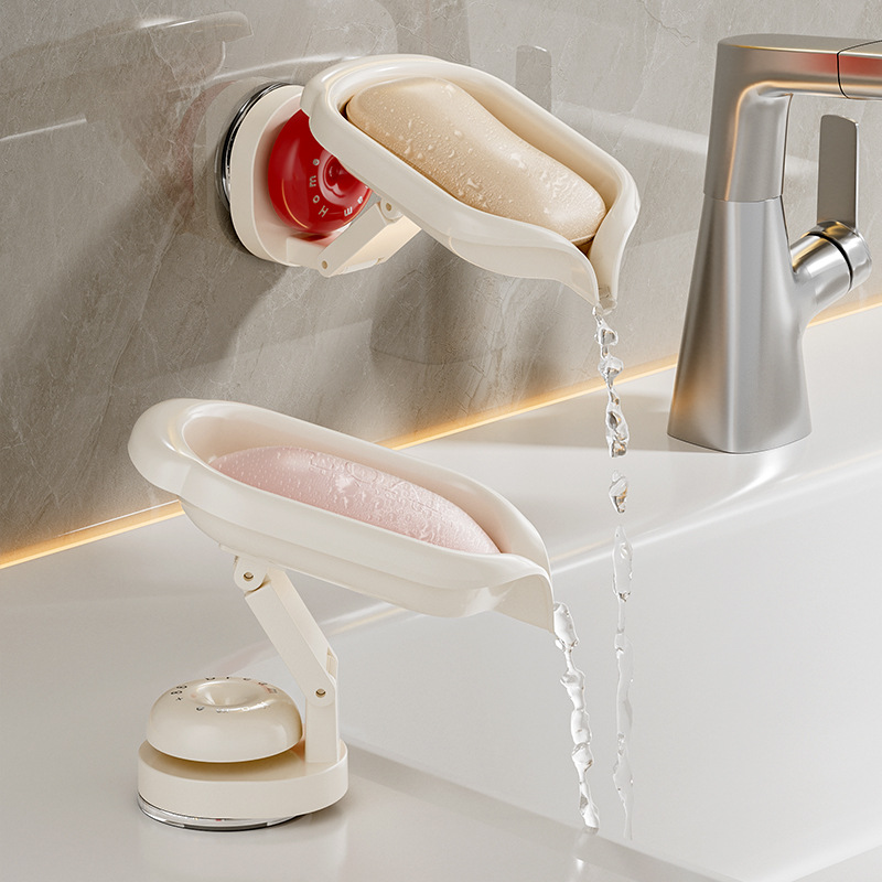 Caja de jabón giratoria creativa para baño sin agujeros de pared caja de jabón para baño drenaje de lavandería estante de jabón