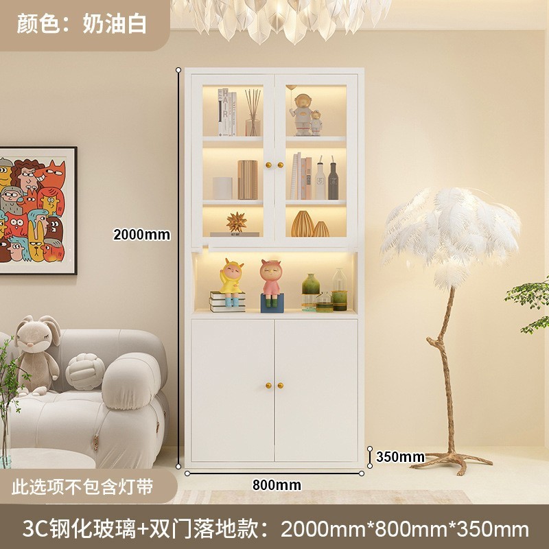 钢制书柜玻璃门防尘书架简约现代铁艺置物柜客厅储物柜家用展示柜|undefined
