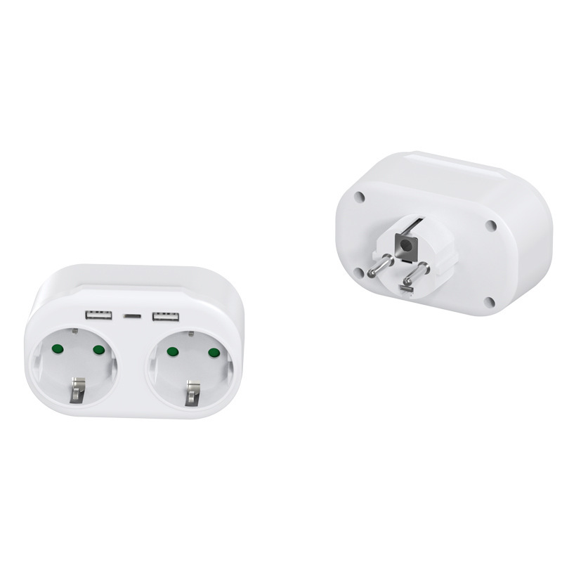 Standard USB Plug Multi-Port Converter Smart One-to-Two European Multi-Function Socket Germany_voghion.com