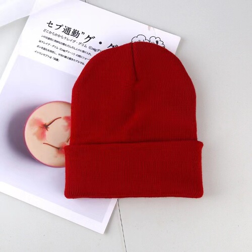 Custom-made solid-color knitted hats for foreign trade, women's autumn and winter versatile plain pure acrylic wool hats, men's Korean-style pullover caps