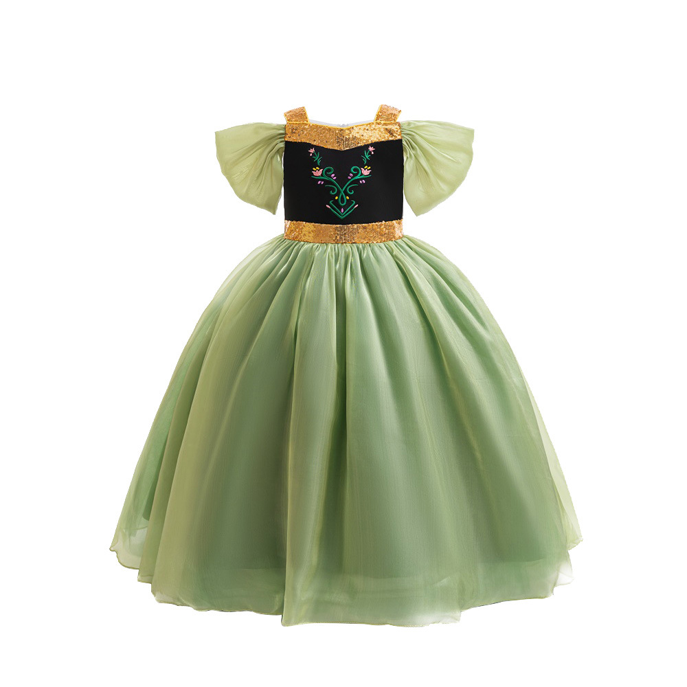 Vestido de princesa Anna y Elsa de Frozen 2 transfronterizo, vestido con tirantes, vestido de un solo hombro, vestido para niños, ropa infantil