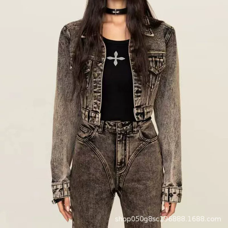 Denim metal classic spring jacket, 2024 years