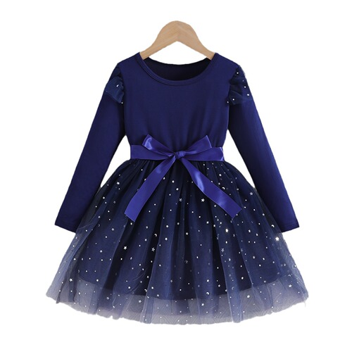 Ladies' Dress Autumn and Winter New Children's Clothing Autumn Dress Skirt Children's Sparkling Autumn Skirt Princess Dress Stylish